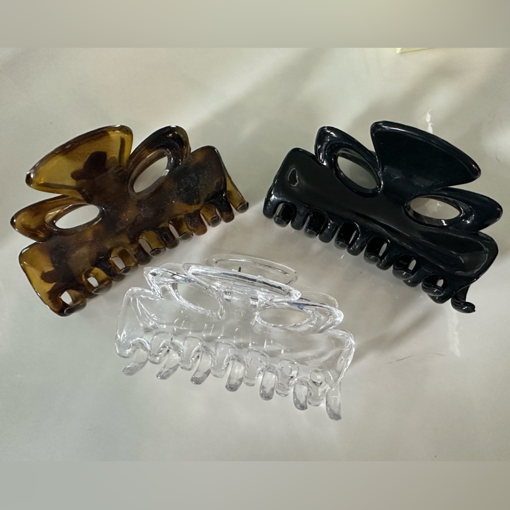 Goody Style Claw Clip Set – Black, Clear & Tortoise Hair Clips Trio